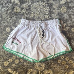 NWT Sabbi Chido Lady Luck White Shorts with Green Trim